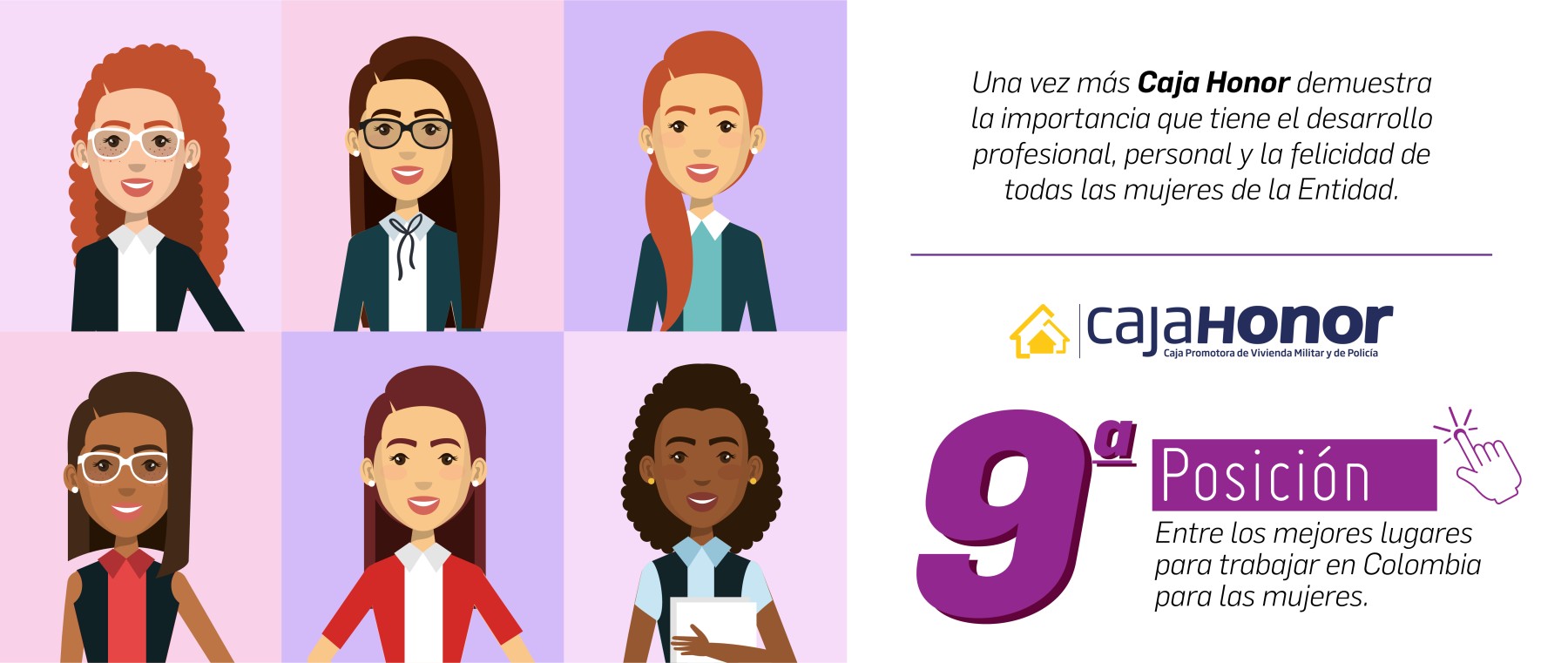 Caja Honor entre Los Mejores Lugares para Trabajar en Colombia para las Mujeres, 2020